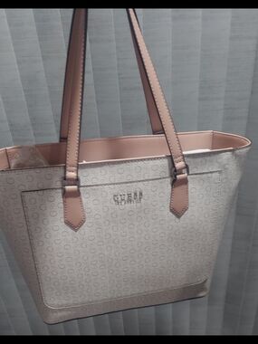 Guess Pink and Cream Signature Tote